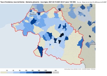 Euskal Elkargoak bere baitan hartzen dituen 158 herrietako eremuan osasun egoerak hobera egin du. (@Geodes-SantePubliqueFrance)