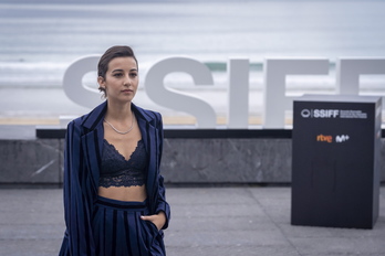 Amaia Aberasturi, durante la presentación de ‘Akelarre’ en la última edición de Zinemaldia. (Gorka RUBIO/FOKU)