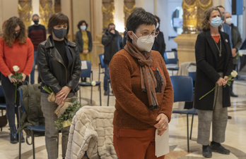 Lourdes Zabalza, en el acto en el Ayuntamiento de Donostia en el 35 aniversario. (Andoni CANELLADA | FOKU)