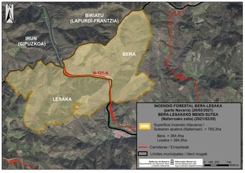 Joan den asteburuko suteak kaltetutako eremua erakusten duen irudia. (Nafarroako Gobernua)