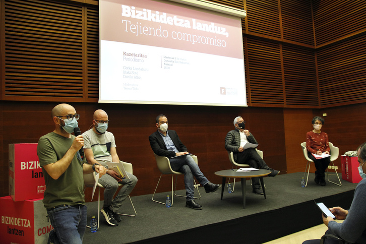 Albín, Soto, Landaburu y Toda en la conferencia celebrada este martes en el Kursaal de Donostia. (Maialen ANDRES/FOKU)