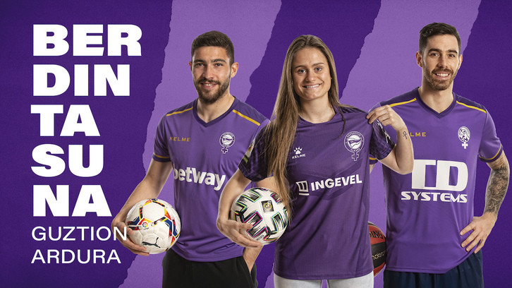 Las camisetas conmemorativas que lucirán los equipos del grupo Baskonia-Alavés estarán a la venta para el público en general. (BASKONIA-ALAVÉS)