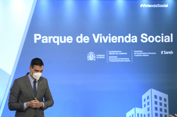 Sánchez, en un acto reciente sobre vivienda. (Oscar CAÑAS | Europa Press)