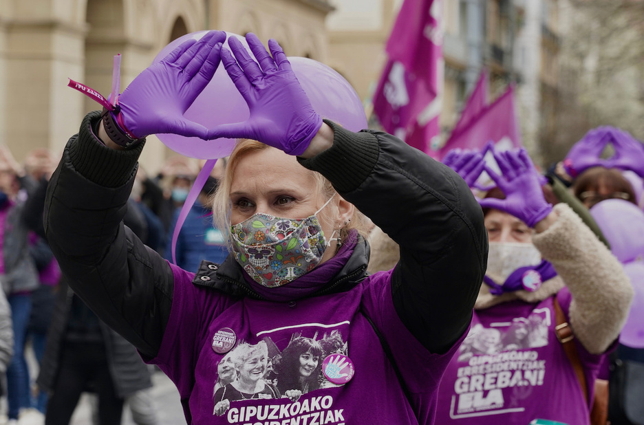 ELAk, martxoaren 8 honetan, Donostian egindako mobilizazioa. (Andoni CANELLADA / FOKU)