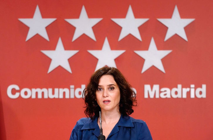 La presidenta de la Comunidad de Madrid, Isabel Díaz Ayuso, en una rueda de prensa el pasado 8 de octubre. (COMUNIAD DE MADRID)