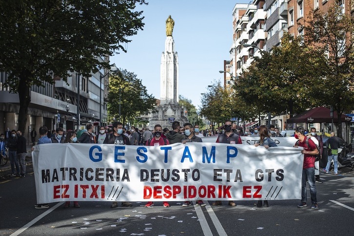 Una movilización en Bilbo de las plantillas de Matricerías Deusto y GTS en octubre pasado. (Aritz LOIOLA | FOKU)