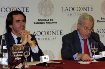 José María Aznar y Jaime Ignacio del Burgo, en un acto que tuvo lugar en Iruñea en enero de 2008. (Jagoba MANTEROLA | FOKU)