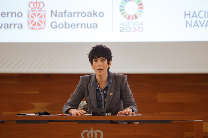 La consejera de Economía y Hacienda, Elma Saiz, en una comparecencia anterior. (GOBIERNO DE NAFARROA)