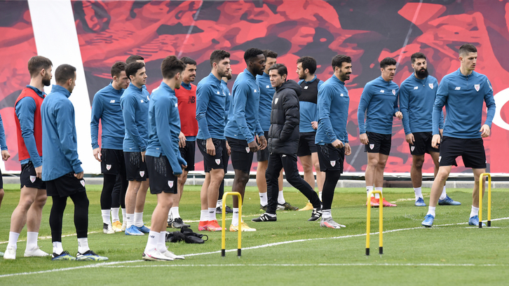 Marcelino en un entrenamiento en Lezama. (@AthleticClub)