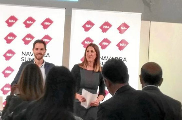 Ruth Goñi, que encabezó la lista de Navarra Suma al Senado, junto a Sergio Sayas (UPN), que lideró la del Congreso. (FOKU)