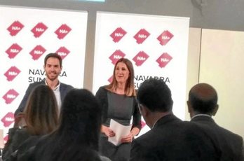 Ruth Goñi, que encabezó la lista de Navarra Suma al Senado, junto a Sergio Sayas (UPN), que lideró la del Congreso. (FOKU)