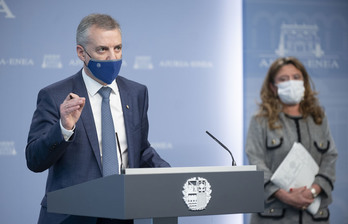 Comparecencia de Iñigo Urkullu y Gotzone Sagardui tras la reunión del LABI. (IREKIA)