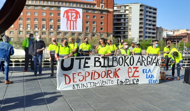 Concentración de los trabajadores de la UTE Bilboko Argiak. (@LABsindikatua)