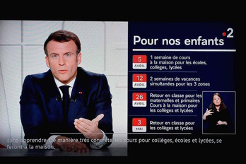 Macron ha expuesto las medidas que incluyen el cierre de centros escolares. (LUDOVIC MARIN/AFP) 