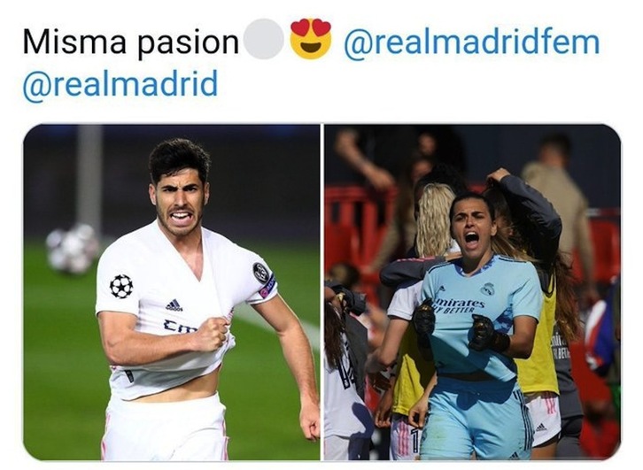 El tuit de Misa Rodríguez en el que colgó su imagen junto a Asensio con el lema ‘Misma pasión’ fue acogido con insultos machistas que ahora se están viendo contestados por una oleada de solidaridad hacia la portera.