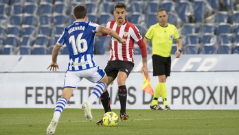 Dani García en el derbi ante la Real en Anoeta. (@AthleticClub)