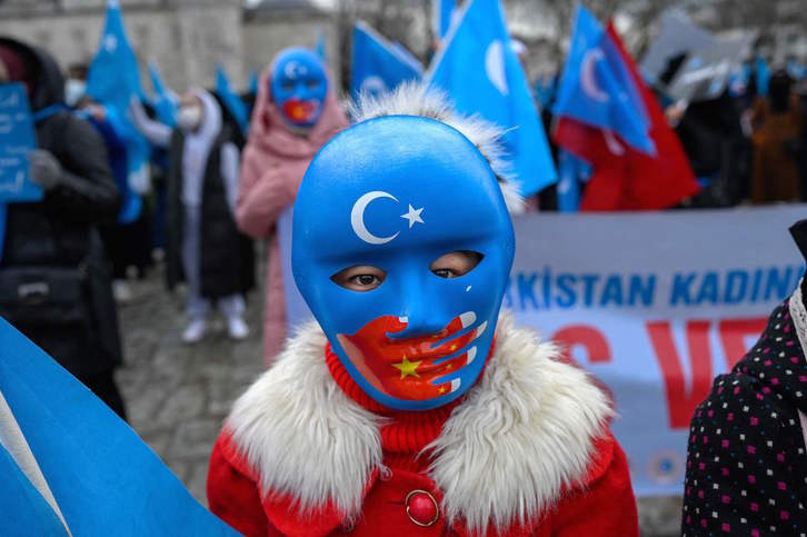 Uigurren eskubideen aldeko protesta bat, Istanbulen. (Bulen KILIC/AFP)