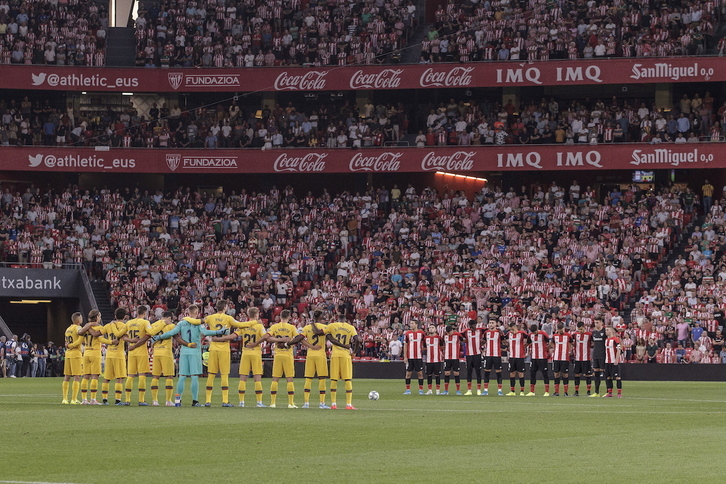 Primer partido de la temporada pasada en San Mamés en el que los rojiblancos se llevaron el triunfo con un gol de Aduriz. (Aritz LOIOLA / FOKU)