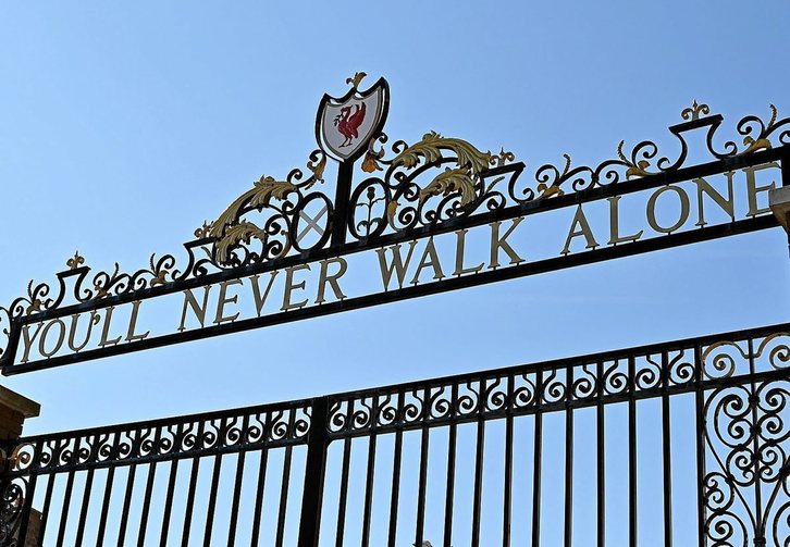 La entrada al campo del Liverpool. (Paul ELLIS / AFP)