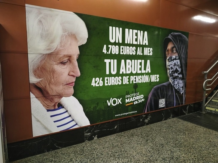 Cartel de Vox objeto de la denuncia. (EUROPA PRESS)