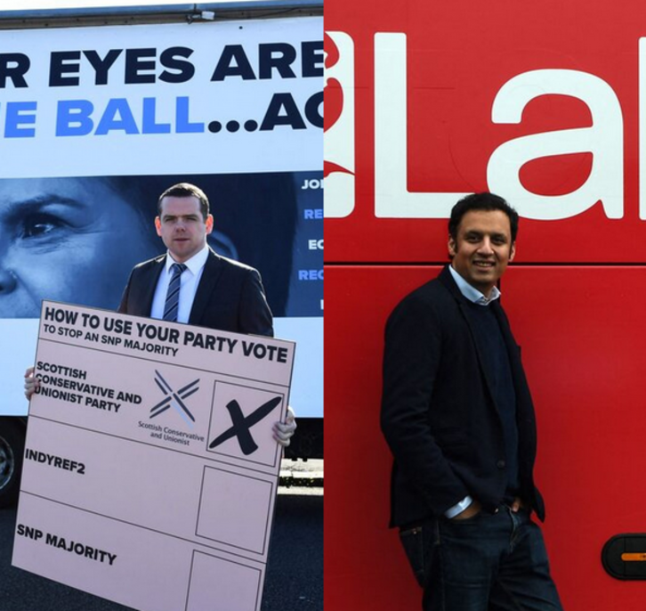 Douglas Ross (Tories) y Anas Sarwar (Laboristas) se disputan el voto unionista. (AFP)