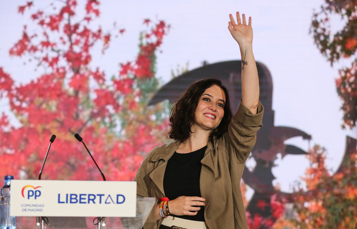 Isabel Díaz Ayuso, este domingo en Alcorcón. (Cézaro DE LUCA | Europa Press) 