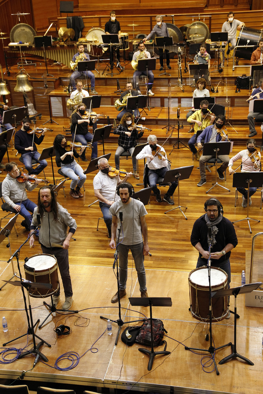 Egunotan orkestra eta hirukotea Miramonen elkartu dira. (Maialen ANDRES / FOKU)