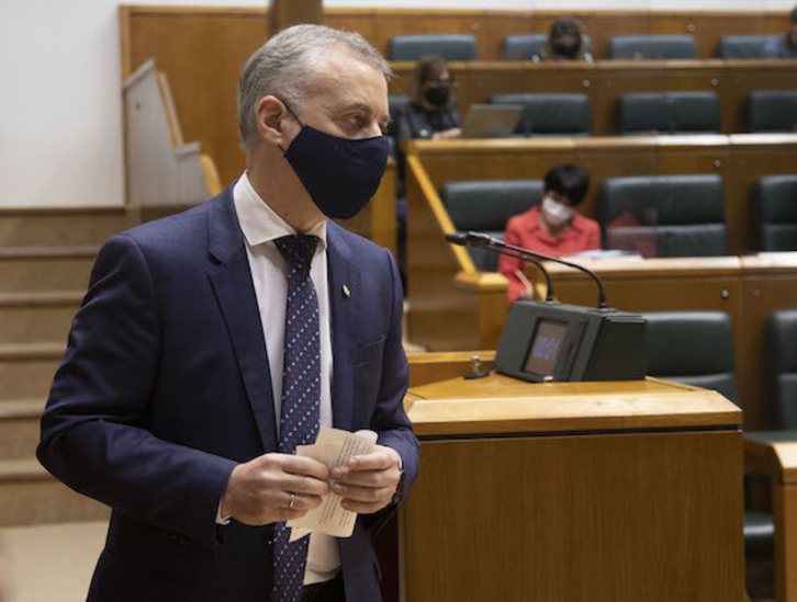 El lehendakari, Iñigo Urkullu, durante su intervención parlamentaria. (IREKIA)