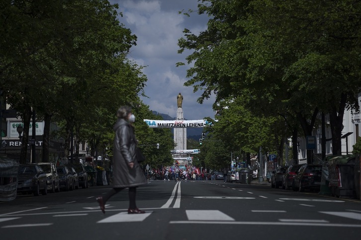 Salida desde el Sagrado Corazón de las primeras manifestaciones del Primero de Mayo. (Aritz LOIOLA / FOKU)