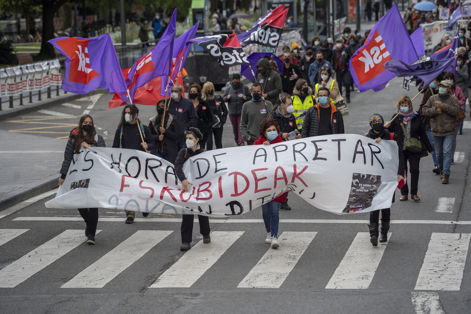 Steilas sindikatuaren mobilizazioa Donostian. (Gorka RUBIO/FOKU)