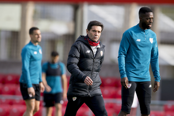 Marcelino durante un entrenamiento en Lezama. (@AthleticClub)