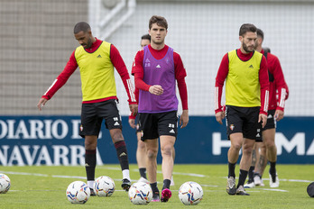 Los rojillos se han entrenado en Tajonar por primera vez esta semana. (Mikel SAIZ/OSASUNA)