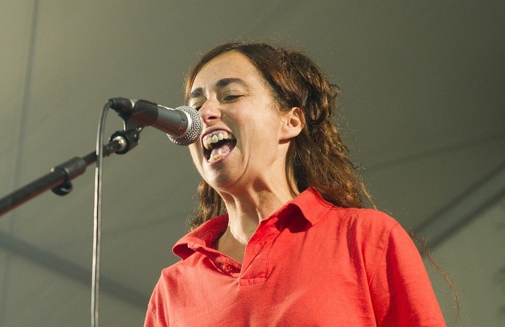 Imagen de archivo de una de las participantes en el Campeonato de Irrintzis de Urnieta. (Gari GARAIALDE/FOKU)