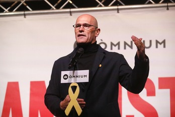El exconseller Raül Romeva durante un acto de Òmnium Cultural el pasado mes de marzo. (Kike RINCÓN/EUROPA PRESS)