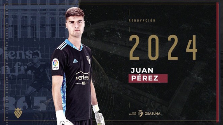 Juan Pérez seguirá como guardameta rojillo hasta 2024. (OSASUNA)