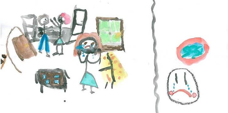 'La tristeza', dibujo de una niña de 11 años. (NAIZ)