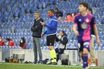Imanol, en el último partido de Liga contra el Valladolid. (Gorka RUBIO/FOKU)