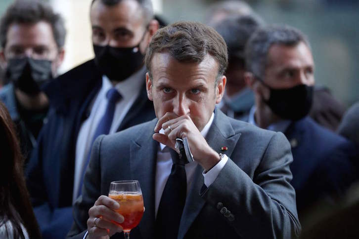 Macron en un acto de celebración de la reapertura de salas culturales. ( Thibault  CAMUS/AFP)