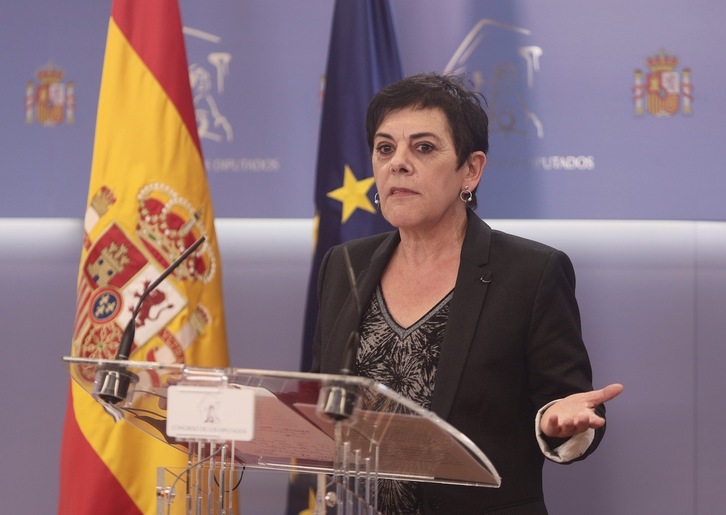 Mertxe Aizpurua, durante la comparecencia de este martes. (E. Parra. POOL / EUROPA PRESS)