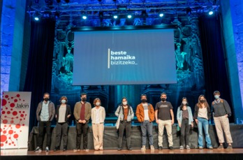 Azpeitiko Sanagustin kulturgunean egindako jardunaldian hitza hartu dutenen irudia. (Gorka RUBIO | FOKU)