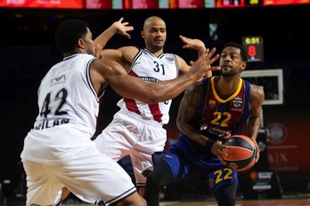 Cory Higgins ha pasado desapercibido hasta los minutos finales, en los que ha vuelto a ser clave para el triunfo del Barça. (EUROLEAGUE.NET)