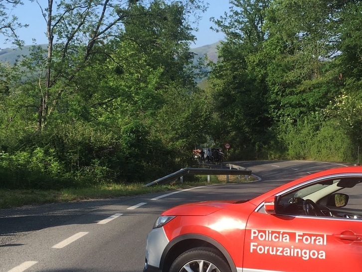 Lugar del accidente en Otsondo. (@policiaforal_na)