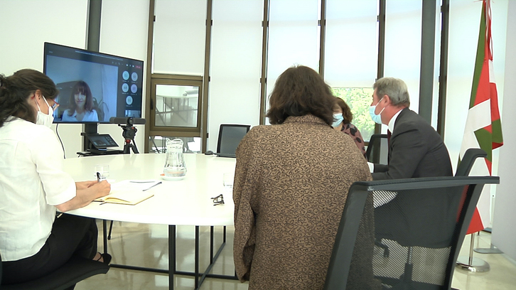 Zupiriak parte hartu du bilera telematikoan. (IREKIA)