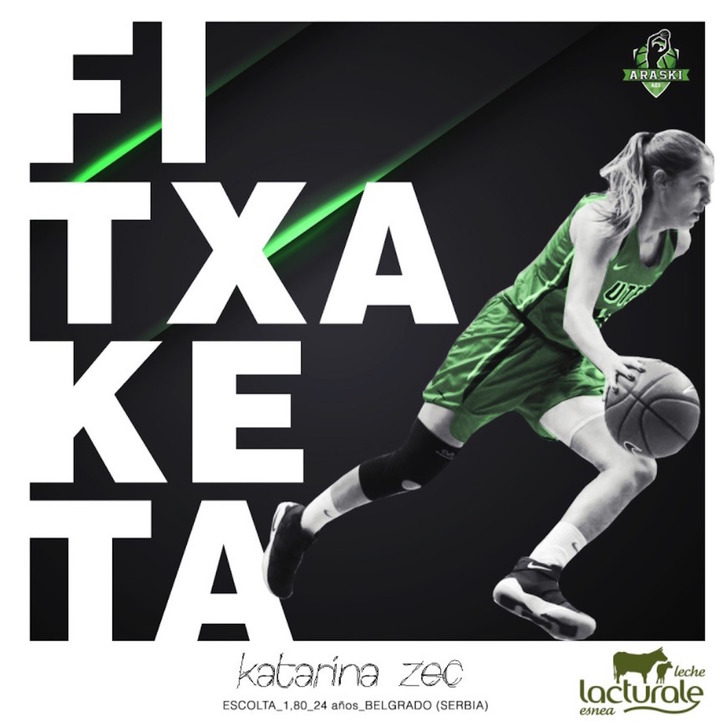Imagen que ha utilizado Kutxabank Araski para anunciar el fichaje de Katarina Zec. (KUTXABANK ARASKI)