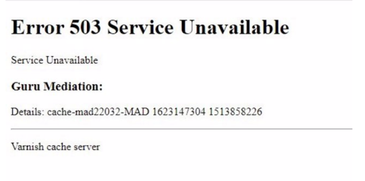Mensaje de error que aparecía en algunas páginas web afectadas por el fallo de un servidor. (NAIZ)