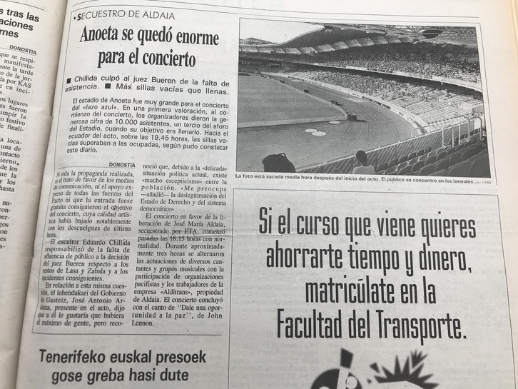 Anoetako ekitaldiari buruz ‘Egin’ egunkariak jasotako informazioa.