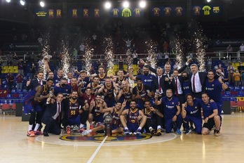 El Barça, campeón de la Liga ACB por primera vez desde 2014. (D. GRAU / ACB PHOTO)