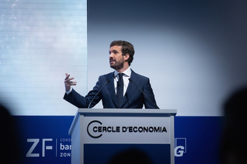 Casado, en el cónclave del Cercle. (David Zorrakino | Europa Press)
