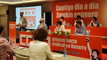 María Chivite ha intervenido este viernes en el XII Congreso de CCOO de Nafarroa. (ccoonavarra)