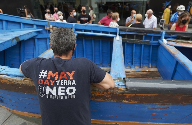 Imagen de la patera situada en la avenida Roncesvalles de Iruñea. (GOBIERNO DE NAFARROA)